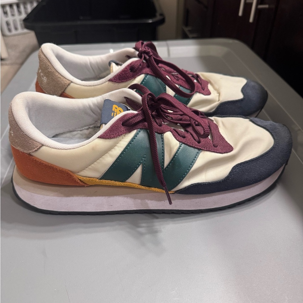 New Balance Cream and Burgundy Athletic Shoes